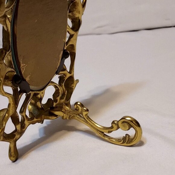 Vintage Victorian Style Gold Cast Iron Easel Picture Frame 71/2" 51/2" Glass - Picture 5 of 11